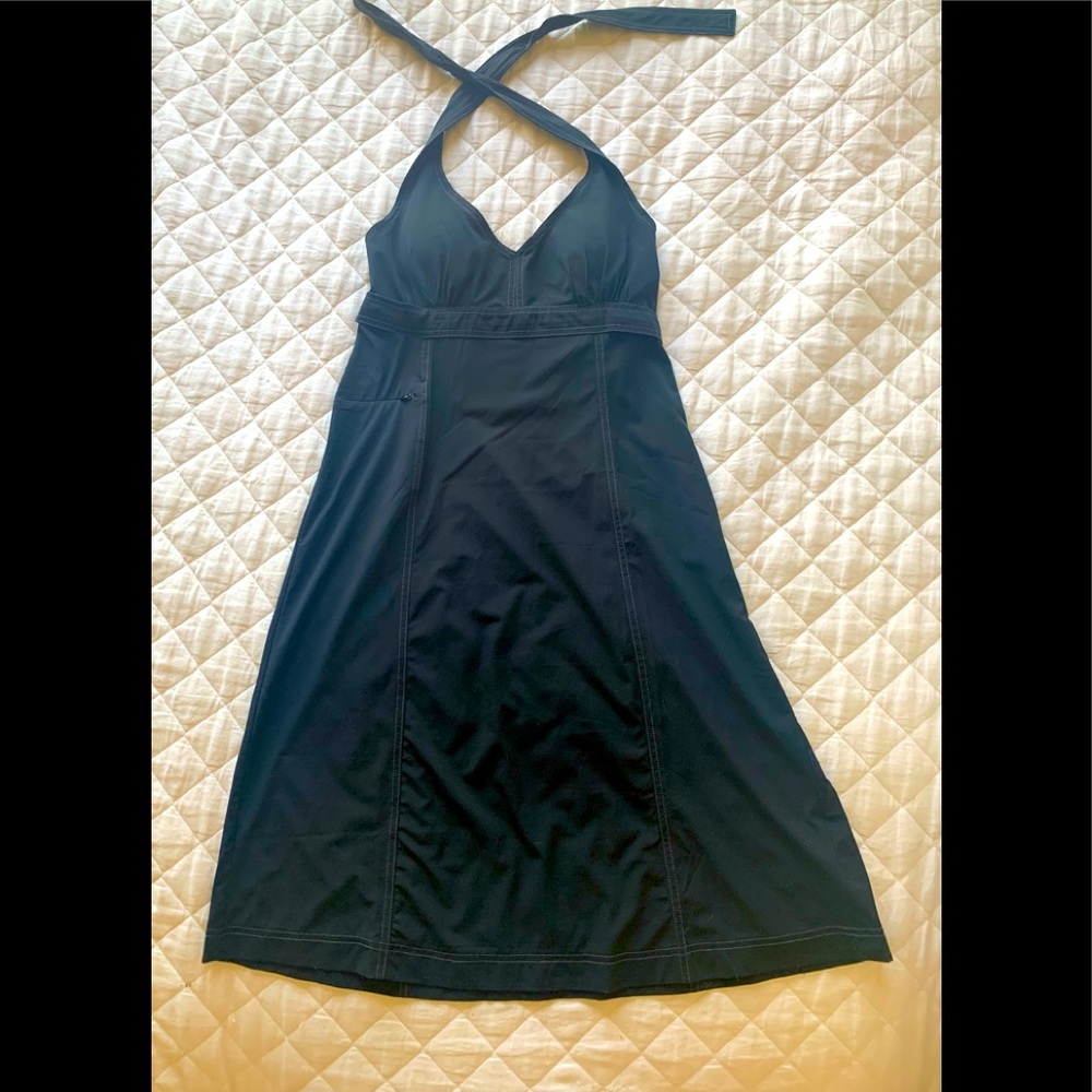 Athleta black halter dress